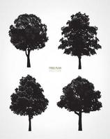 Set of tree silhouettes isolated on white background for landscape design and architectural decoration. Vector. vector