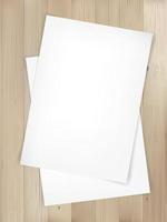 White paper sheet on wood texture background. Vector. vector