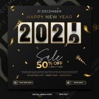 New year sale promo announcement social media post template vector