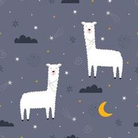 patrón sin costuras con llama y estrellas fondo de dibujos animados lindo dibujado a mano en estilo infantil para papel tapiz textil de tela vector