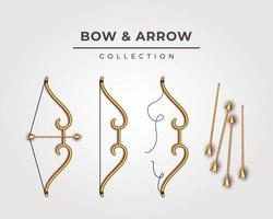 Illustration of Stylish golden bow and arrow collection for Happy Dussehra celebration vector