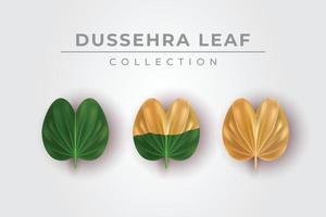 Ilustración de la elegante colección de hojas de dussehra verde y dorada para el feliz festival de dussehra vector