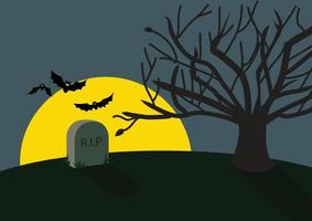 Halloween Rip Background with bat's and full moon vector