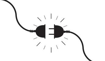 Electric socket with a plug. Unplugged cable. Disconnection concept. 404 error connection sign isolated. Vector illustration