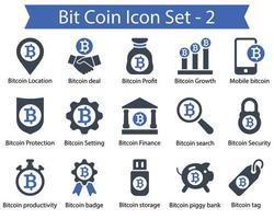 Bit coin icon set 2 vector