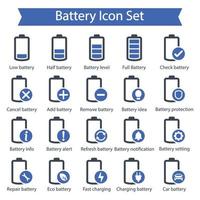 Battery icon set vector