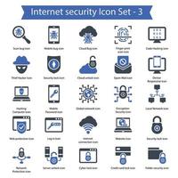 conjunto de iconos de seguridad de internet 3 vector