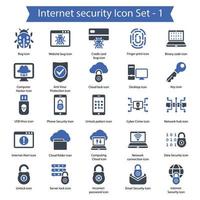 conjunto de iconos de seguridad de internet 1 vector