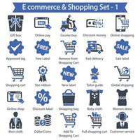 E Commrnce and shopping icon set 1 vector