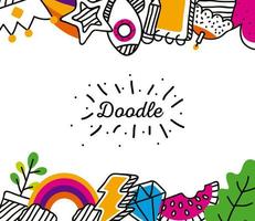 doodle icons frame vector