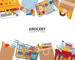 groceries supermaket frame vector