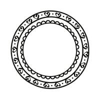 circular drawn hearts frame vector