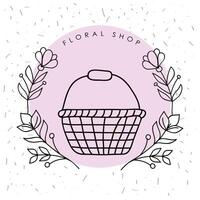 flowers and basket vector