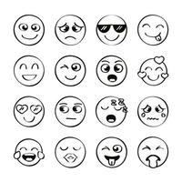 sixteen emojis icons vector