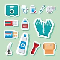 thirteen first aid icons vector