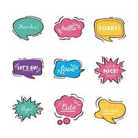 nine text balloons vector