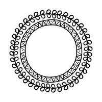 circular drawn leafs frame vector