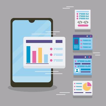 smartphone with ux ui icons vector