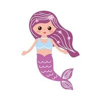 cute mermaid purple tail vector