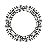 circular drawn leaves frame vector