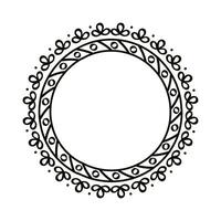 circular drawn leaves frame vector