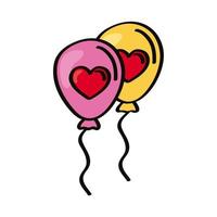 hearts in balloons helium vector