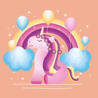 unicornio y arcoiris vector