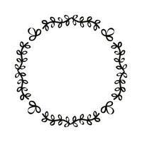 circular drawn wreath frame vector