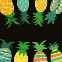 group pineapples frame vector