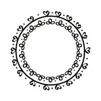 circular drawn heart frame vector