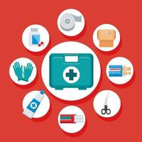 first aid nine icons vector