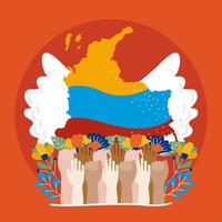 manifestantes colombianos manos vector