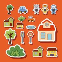 seventeen childish icons vector