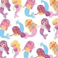 cute mermaids pattern vector