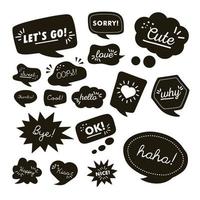 monochrome text balloons vector