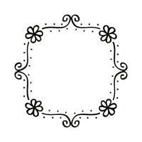 square draw floral frame vector