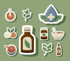 diez iconos de medicina alternativa vector