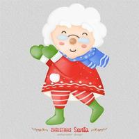 Christmas Santa claus watercolor illustration, with a paper background. For design, prints, fabric, or background. Christmas element vector. vector