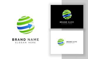 3D digital globe logo design. globe vector icon symbol designs with arrow shape illustration