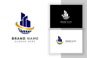 building construction logo designs template. building and globe vector icon