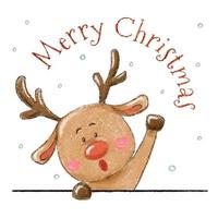 Cute Hand Drawn Crayon Style Christmas Reindeer vector