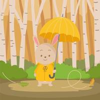 Cute Cartoon Bunny Rabbit Holding Umbrella vector