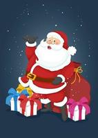 Christmas Santa Claus And Gift Box In The Snow vector