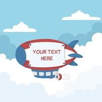 Cartoon Hot Air Plane With Big Promotion Banner vector