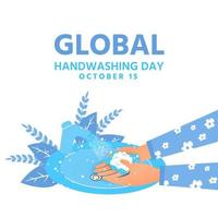 día mundial limpio del lavado de manos previene las bacterias vector