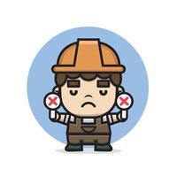Cute characters builder holding sign board vector
