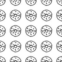 Seamless pattern with donuts. Doodle vector with donuts icons on white background.