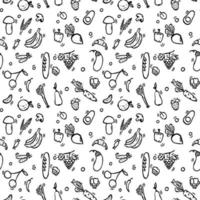 seamless vegetarian food pattern.Doodle vector with vegetarian food icons on white background.Vintage food icons,sweet elements background for menu, cafe shop.