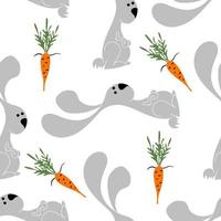 Cute Rabbit and carrot seamless pattern on white background. vector