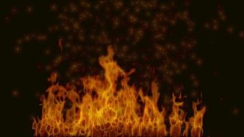 flamme de feu avec animation de boucle à effet d'étincelle video